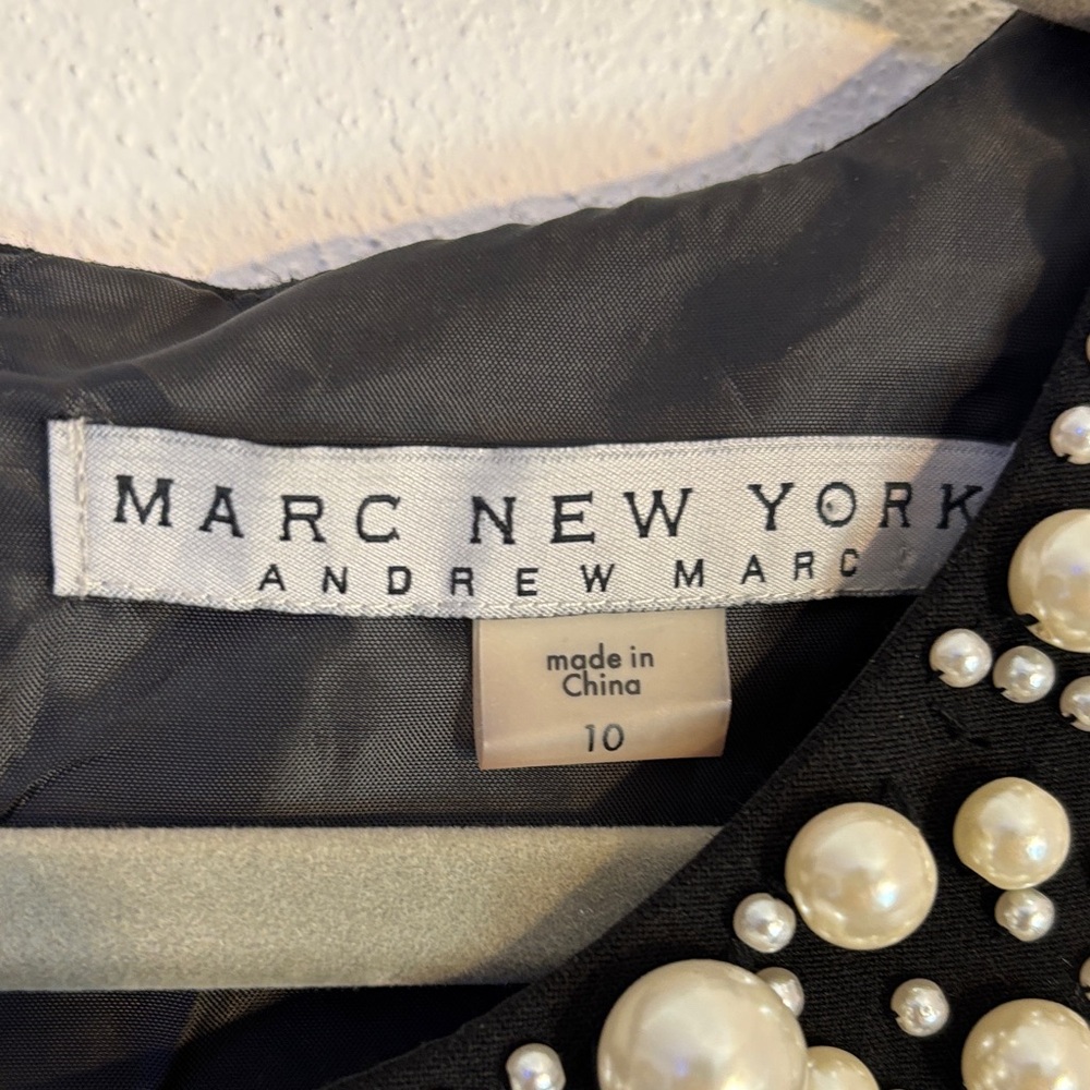 Andrew Marc Black Dress with Pearl Embellishments - Picture 4 of 6